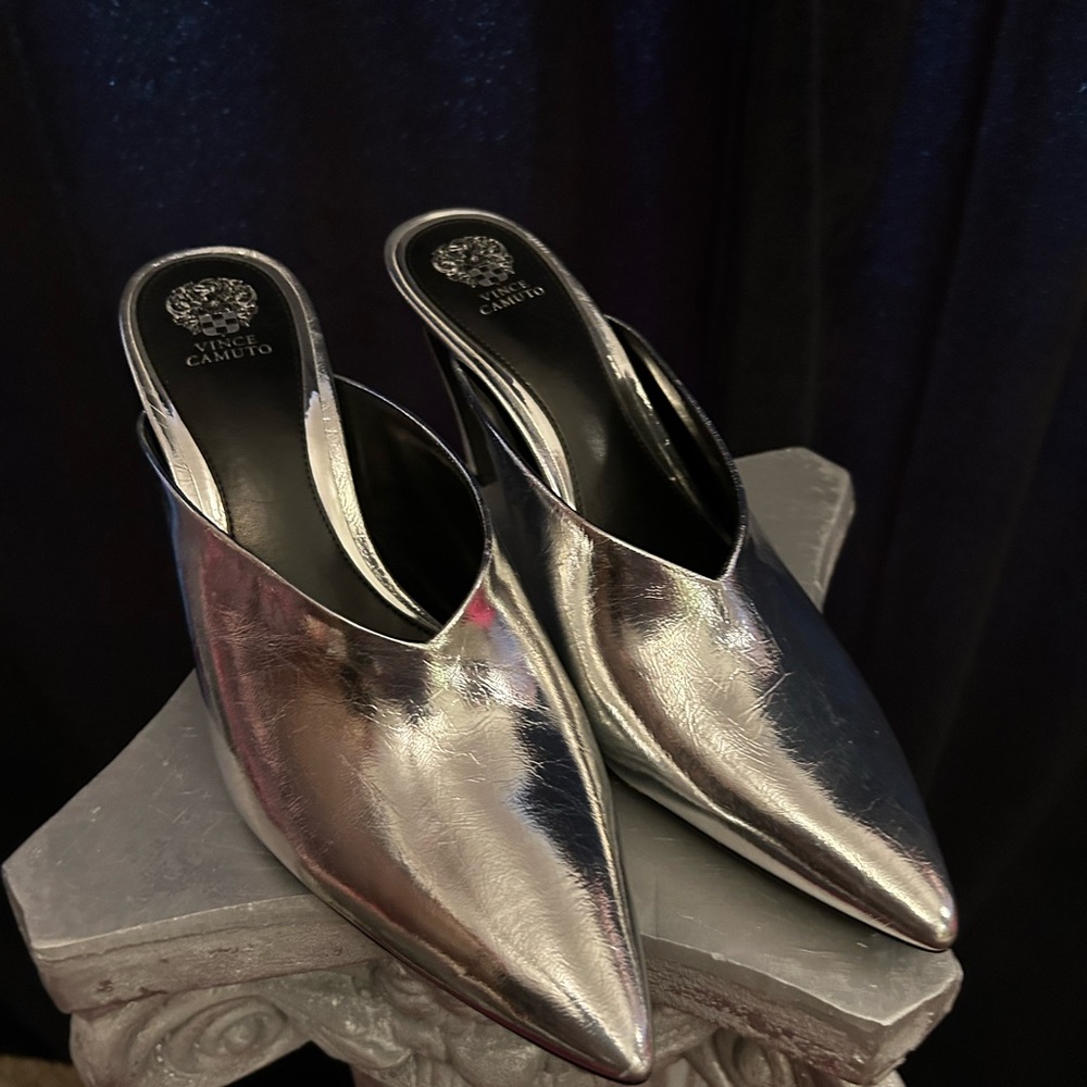 Vince Camuto Metallic Silver Mules